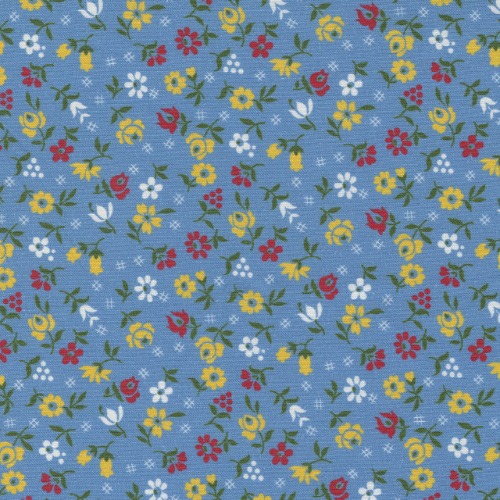 모다 픽쳐 퍼펙트 수입 천원단 면 30수 - 작은꽃 블루